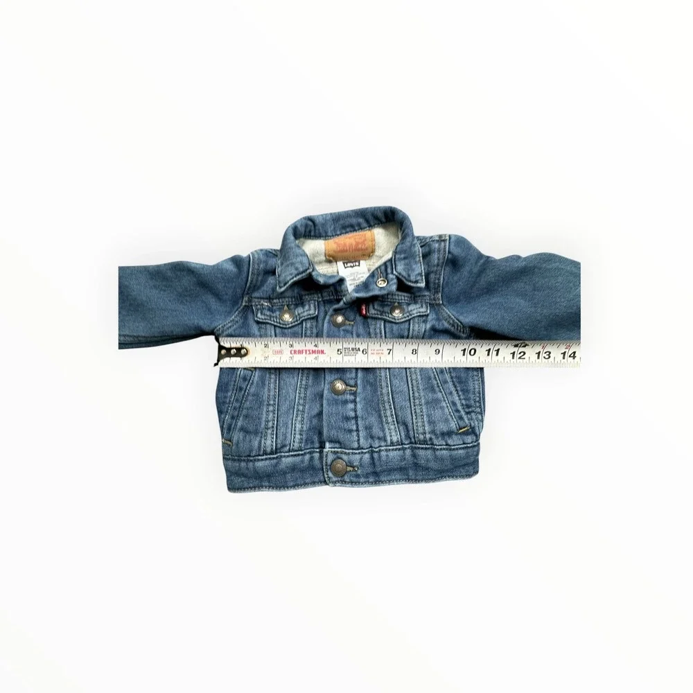 Levi's Denim Jacket Unisex‎ 18M Blue Trucker Classic Stretch Jersey Lined